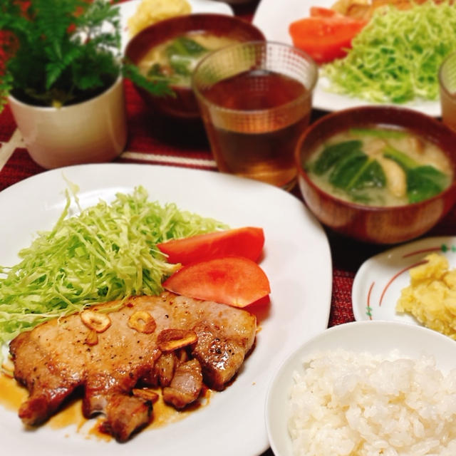 トンテキの夕ご飯