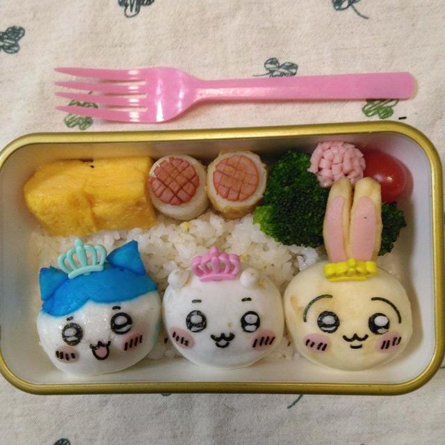 ちいかわ三人官女はんぺんでお雛様弁当〖キャラ弁〗 #平日お昼ご飯はお弁当or外食