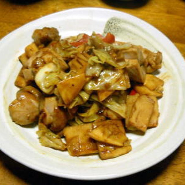 鶏肉とキャベツの味噌炒め