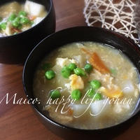 モニターレシピ＊簡単＊野菜たっぷりで栄養満点！生姜がきいてるかき玉トロミ汁