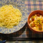 ﾚﾝｼﾞで麵上手で♪ｶﾎﾞﾁｬとｺｰﾝとお豆腐のﾐﾙｸｽｰﾌﾟうどん♪ﾂﾅときのこのあんかけうどん♪