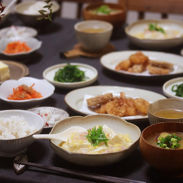 【献立】豆腐のスケソウダラのすり身スティックあんかけと、海老のから揚げと、人参とツナのしりしりなど。～新潟にコストコが・・・？！～