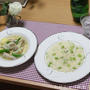 枝豆のリゾット　と　鶏肉と筍のスープ
