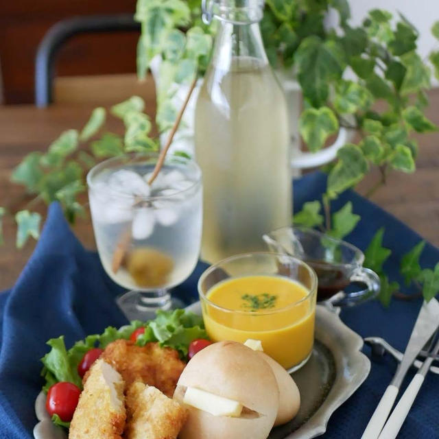 次女手作り米粉パンでワンプレートランチ