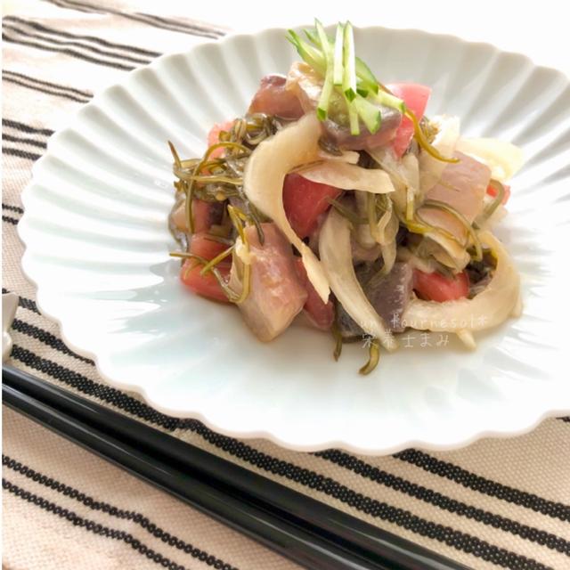 【切って和えるだけ‼︎】おつまみにオススメ☆アジと昆布の和風ポキ風♡レシピ