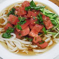 トマト冷やしうどん。野菜たっぷり朝ご飯