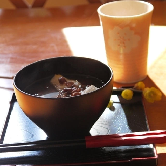 鏡餅deおしるこ×明日は縫った指の抜糸予定