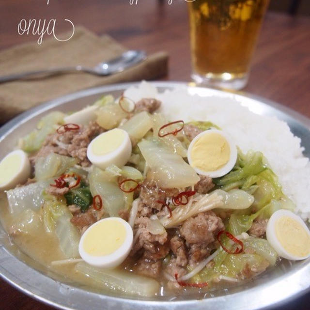 【冬は白菜〜〜♡♡ご飯が進む！白菜と挽き肉とキノコの中華丼♡】