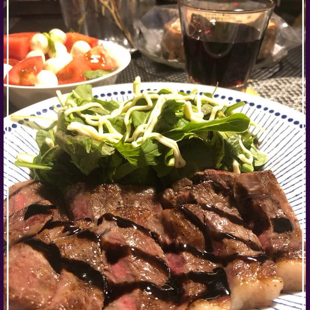 1人ステーキ　バルサミコで