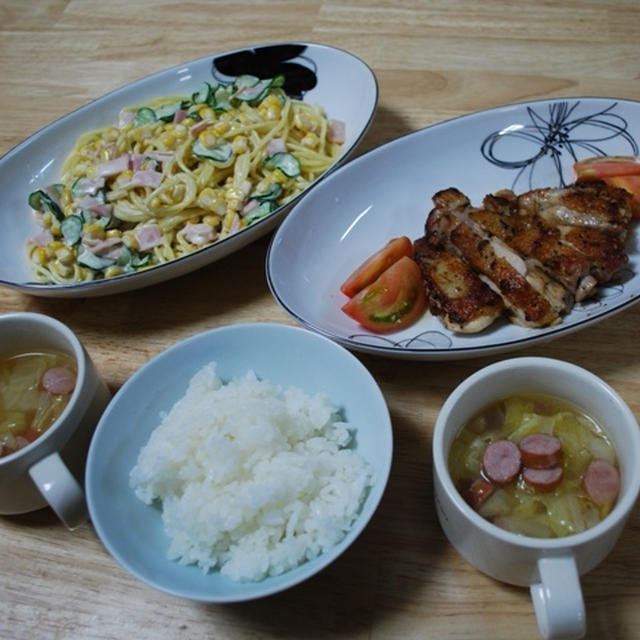 昨夜はチキンバジルソテーなど！
