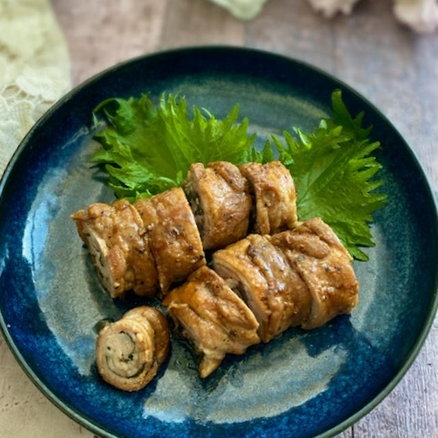 ポン酢でさっぱり〜豚バラ肉としそのぐるぐる巻き