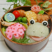 紫陽花おにぎり＆カエルさんおにぎりで梅雨弁当【わっぱ弁当】  #デコ弁