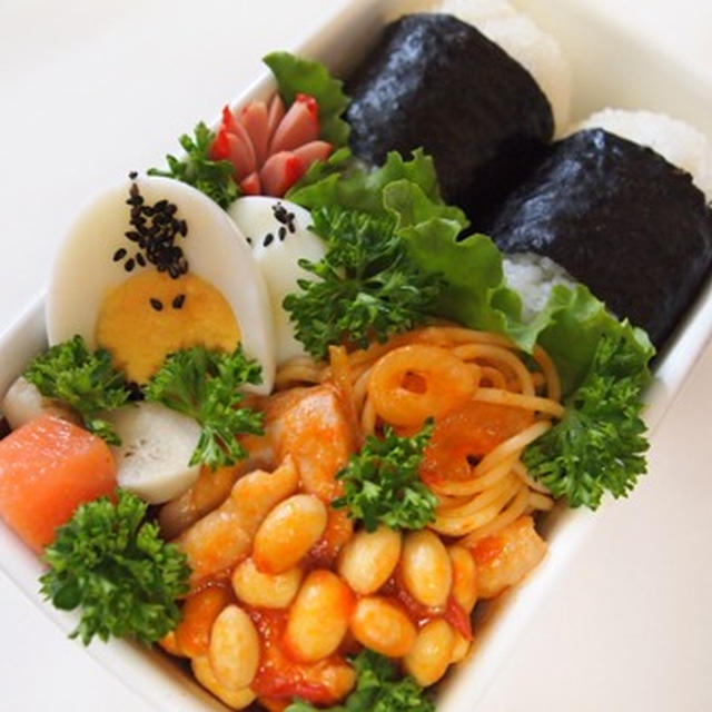 鶏肉と大豆のトマト煮お弁当＆春キャベツで１品♪