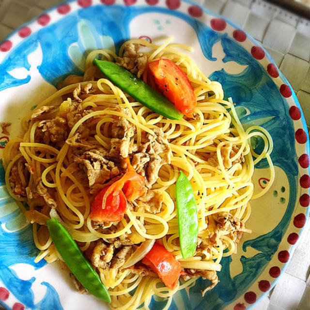 男子ウケ間違いなしの　豚の生姜焼きパスタ