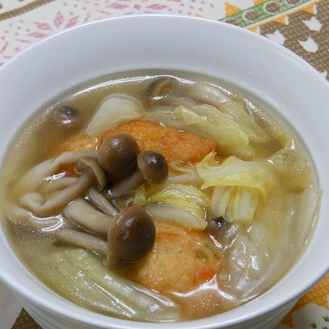 サッと煮るだけ、簡単！ちょっと鍋風〜な、白菜とさつま揚げの具沢山おかずスープ