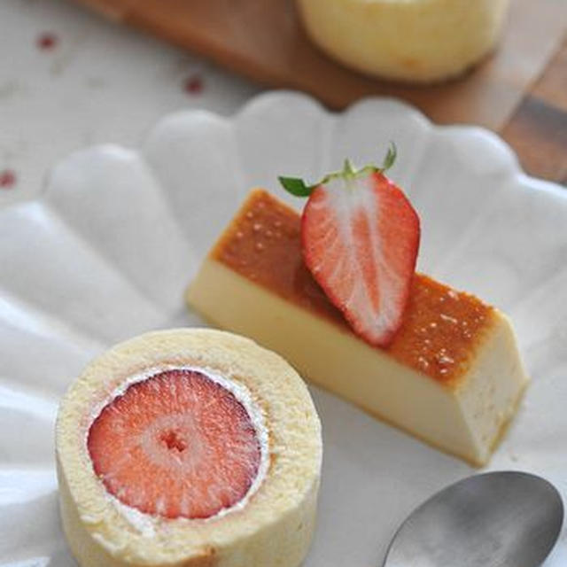 ロールケーキとプリン