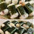 俵型おにぎりを海苔で巻いて＆白菜たっぷりの餃子♪