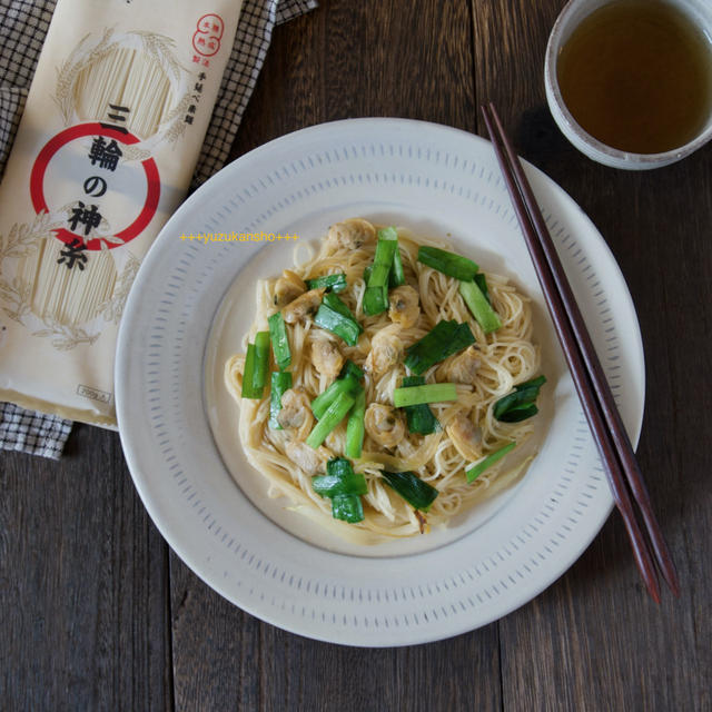 ニラとあさりのエスニック風そうめんチャンプルー＊子どもと食べる休みの日のお昼ごはん