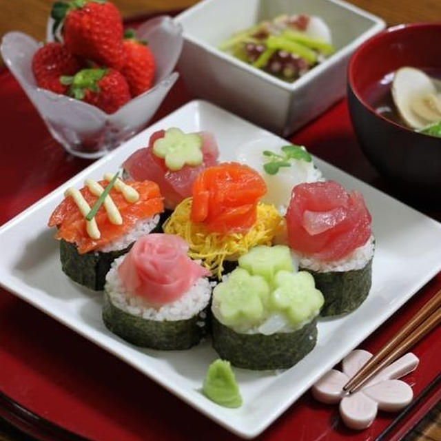 ﾁｷﾝｶﾂ弁　☆　ひなまつりの献立：のっけ寿司♪