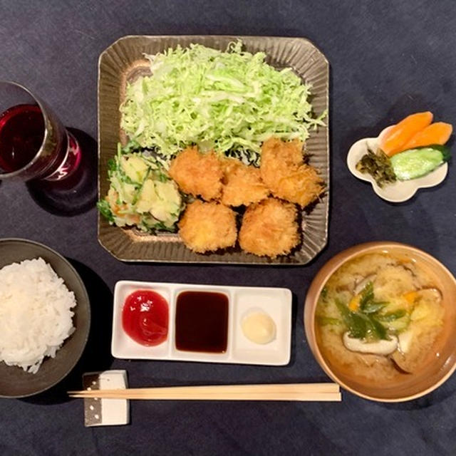 だんなさま作・チキンカツの夜ごはんと、お眠のりす子(*´ω`*)