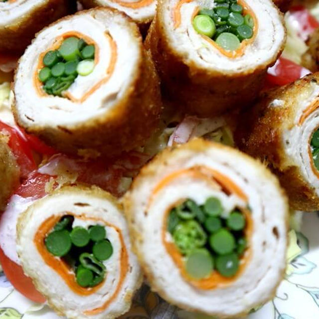 スタミナ満点！にんにくの芽と豚ロース薄切りのロールカツ