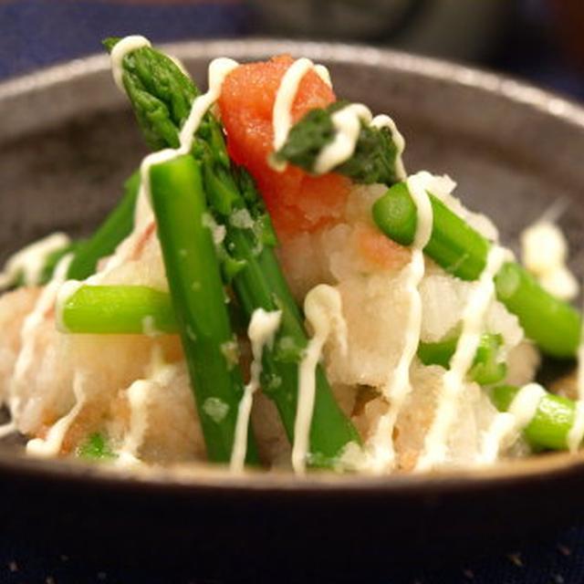 アスパラガスの明太おろし