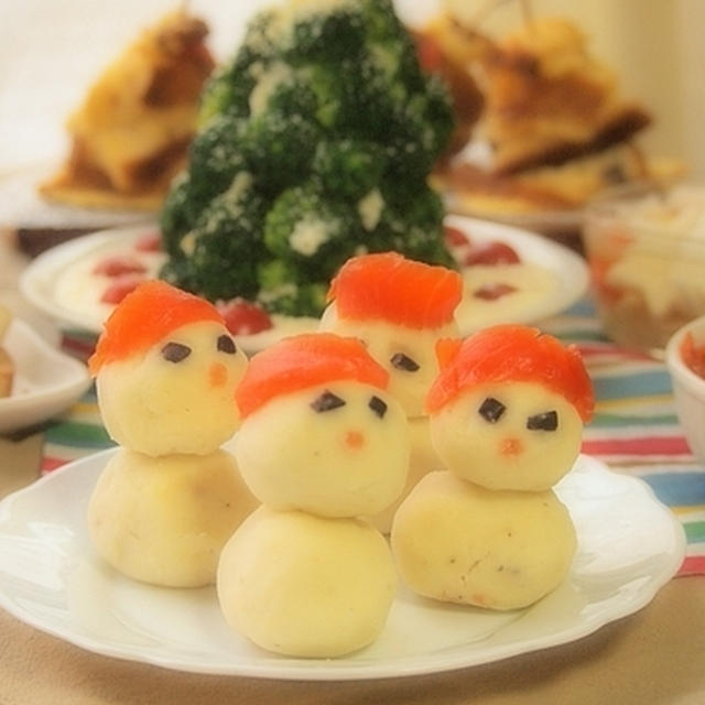 The Snowman potato !!! スノーマン型のポテト・クリスマス用・マッシュポテトで。