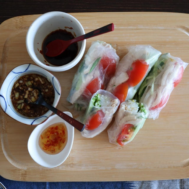 鶏むね肉の生春巻き