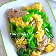 春野菜でデトックス♡苦味が苦手な方も食べやすい♡『豚肉と菜の花の卵チャンプルー』《簡単*節約》