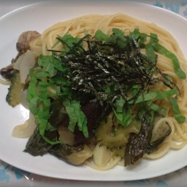 夏野菜たっぷりの和風パスタ(みそ味）　