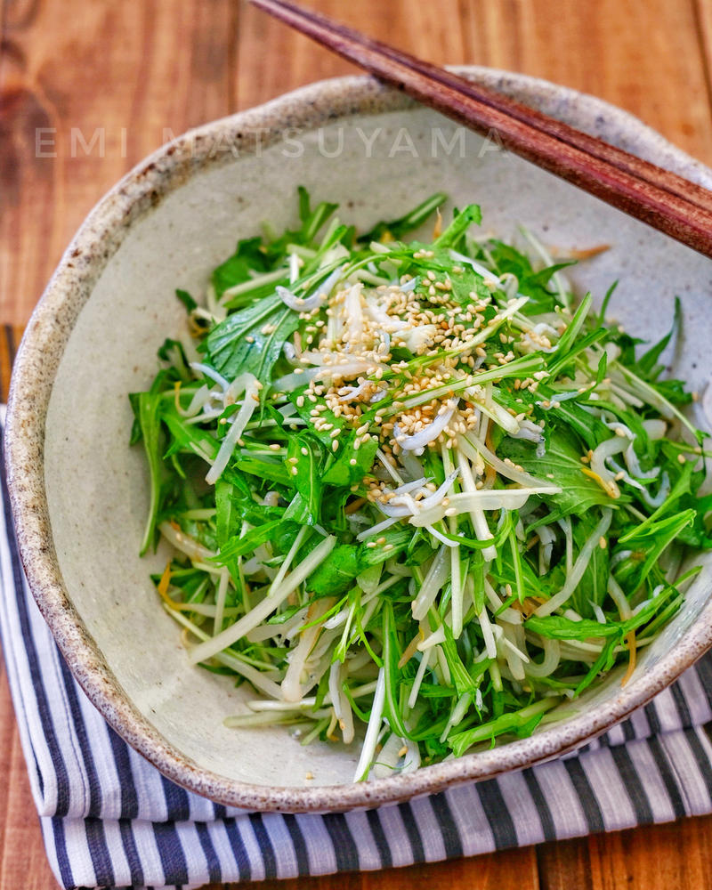 ＊水菜ともやしとしらすのナムル風サラダ＊シャキシャキもやしと水菜のナム...