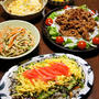 地元野菜いろいろ晩ご飯?　焼肉のっけ盛りサラダ他