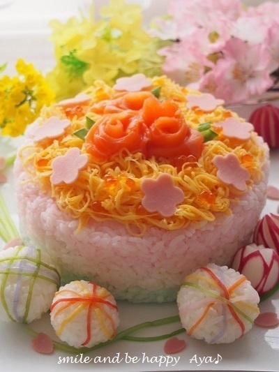 ひな祭り♪ ひし餅風3色お寿司ケーキ