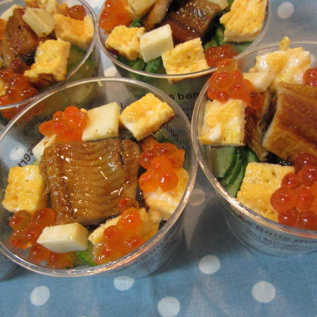 ☆穴子カップ寿司！小松菜とチーズの肉巻き☆