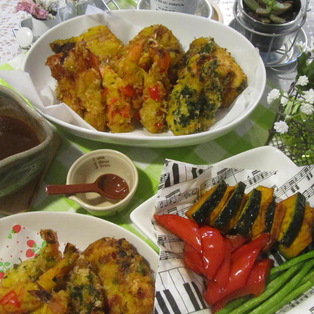 エビとカジキの カボチャ衣 の 三色カラフル フライ By Naoguriさん レシピブログ 料理ブログのレシピ満載