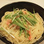 パスタでご飯☆カニ缶と水菜のパスタ