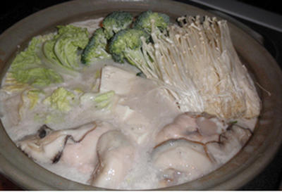 クリームシチューで牡蠣鍋