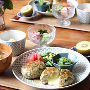 チーズイン鶏つくね照り焼きで和定食。梅シロップ（１週間）。