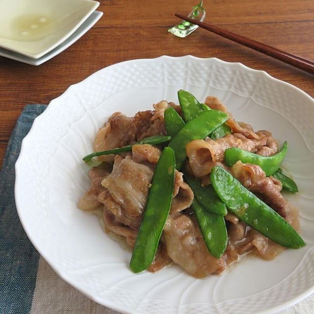 お弁当に彩りＵＰ☆さやえんどうと豚の生姜焼き