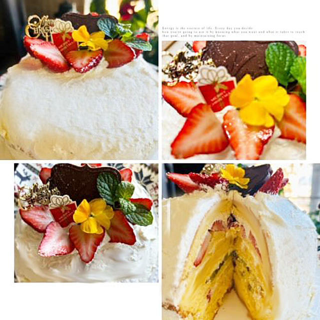 今年のクリスマスケーキは・・フルーツたっぷりのドームケーキです～昨日の富士山は夕焼けに染まって