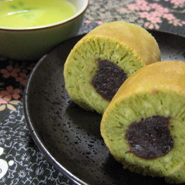 ＊【ホットケーキミックスで作る】抹茶あん巻き