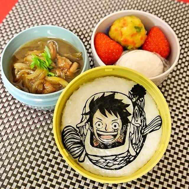 前田屋さんの海苔でαオブ海苔そして経時実験／ルフィ着ぐるみキャラ弁