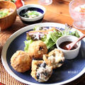 黒豆コロッケ定食。黒豆煮入りヨーグルトプリン（フーディストノート）。 by miyukiさん
