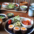 肉巻きゆで卵とエビチリ・プレート。 by miyukiさん