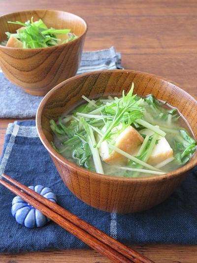 簡単☆水菜と厚揚げのみそ汁