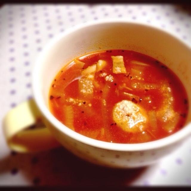 トマトと生姜のミネストローネ風スープ
