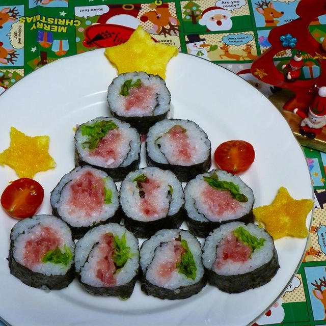 巻き寿司でクリスマスツリー By ふぁそらさん レシピブログ 料理ブログのレシピ満載