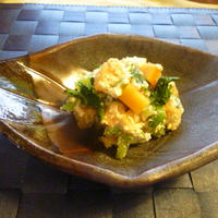 小松菜と柿の白和え