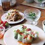 まぐろと野菜の生春巻き と 豚キムチあえ。シフォンケーキ。