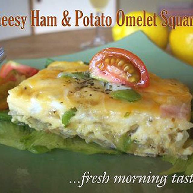 Cheesy Ham & Potato Omelet Squares